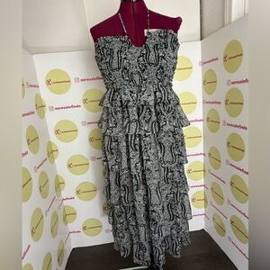 Shop Neighbor Black Smocked Tiered Halter Midi Dress